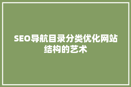 SEO导航目录分类优化网站结构的艺术  第1张