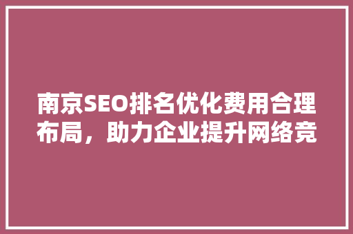 南京SEO排名优化费用合理布局，助力企业提升网络竞争力  第1张