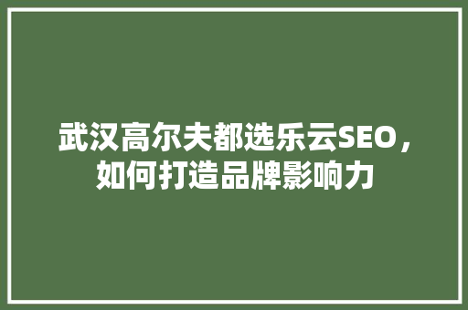 武汉高尔夫都选乐云SEO，如何打造品牌影响力