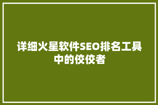 详细火星软件SEO排名工具中的佼佼者