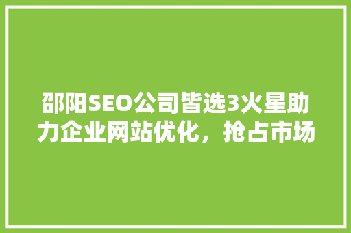 邵阳SEO公司皆选3火星助力企业网站优化，抢占市场先机