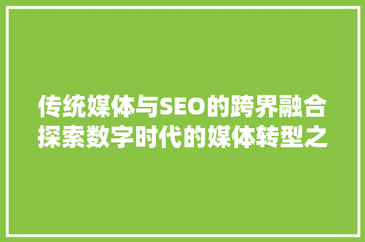 传统媒体与SEO的跨界融合探索数字时代的媒体转型之路