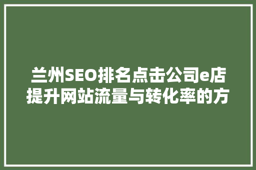 兰州SEO排名点击公司e店提升网站流量与转化率的方法