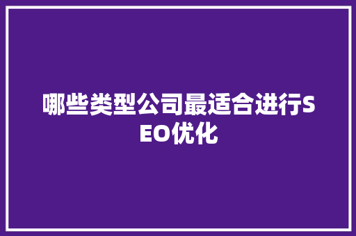哪些类型公司最适合进行SEO优化