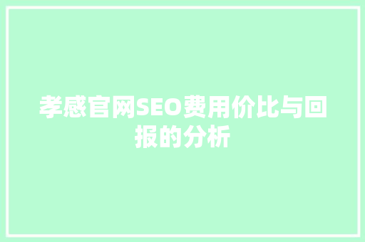 孝感官网SEO费用价比与回报的分析
