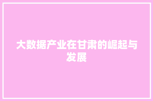 大数据产业在甘肃的崛起与发展