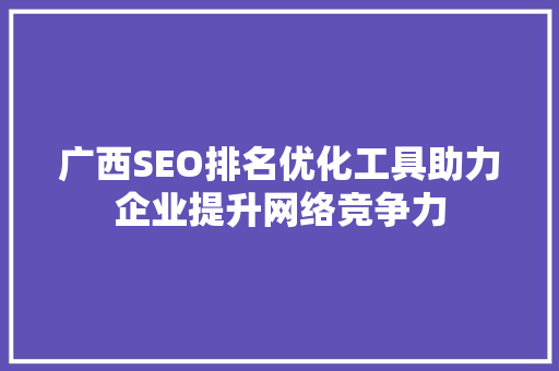 广西SEO排名优化工具助力企业提升网络竞争力