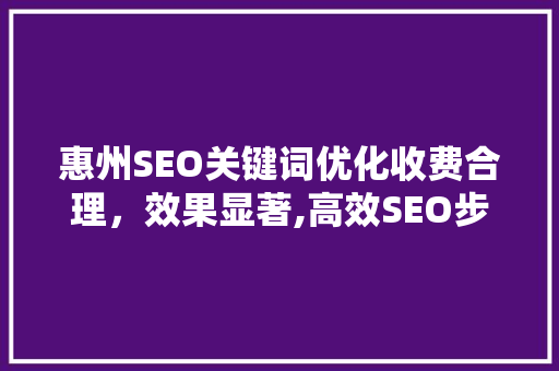 惠州SEO关键词优化收费合理，效果显著,高效SEO步骤