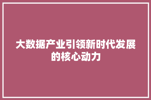 大数据产业引领新时代发展的核心动力  第1张
