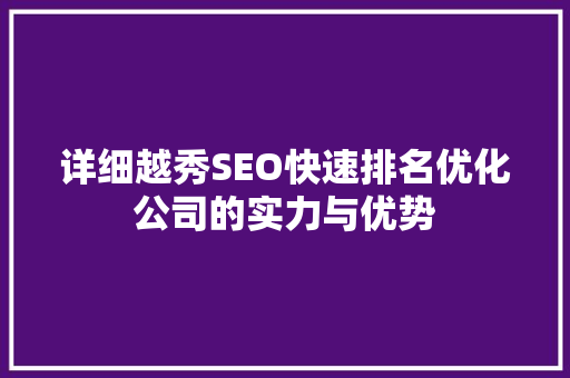 详细越秀SEO快速排名优化公司的实力与优势