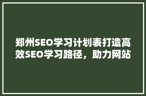 郑州SEO学习计划表打造高效SEO学习路径，助力网站优化之路  第1张
