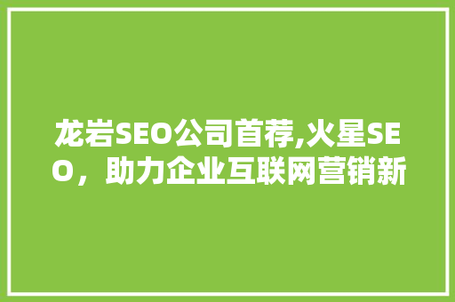 龙岩SEO公司首荐,火星SEO，助力企业互联网营销新突破