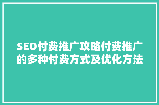 SEO付费推广攻略付费推广的多种付费方式及优化方法
