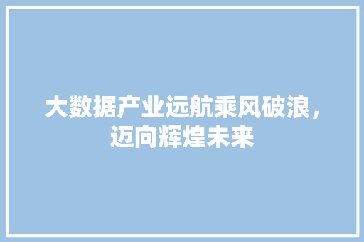 大数据产业远航乘风破浪，迈向辉煌未来  第1张