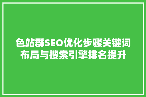色站群SEO优化步骤关键词布局与搜索引擎排名提升