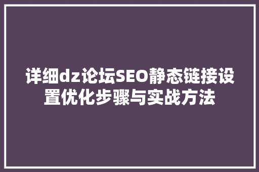 详细dz论坛SEO静态链接设置优化步骤与实战方法
