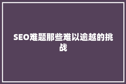 SEO难题那些难以逾越的挑战