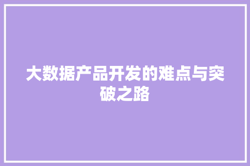 大数据产品开发的难点与突破之路  第1张