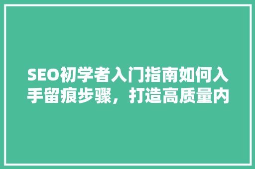 SEO初学者入门指南如何入手留痕步骤，打造高质量内容