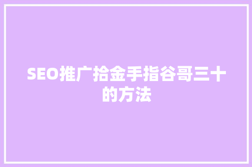 SEO推广拾金手指谷哥三十的方法