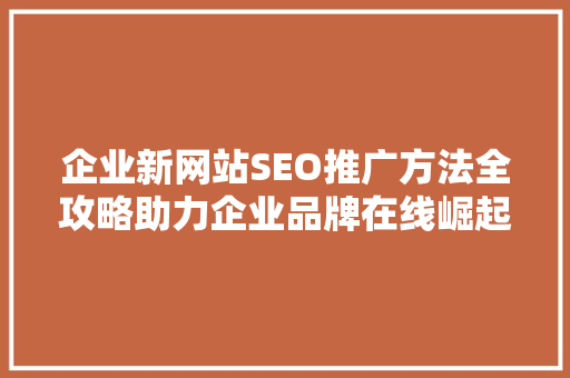 企业新网站SEO推广方法全攻略助力企业品牌在线崛起