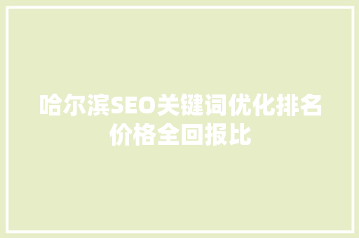 哈尔滨SEO关键词优化排名价格全回报比