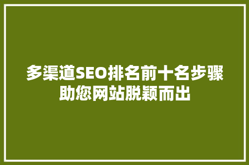 多渠道SEO排名前十名步骤助您网站脱颖而出