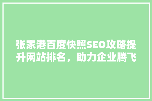 张家港百度快照SEO攻略提升网站排名，助力企业腾飞