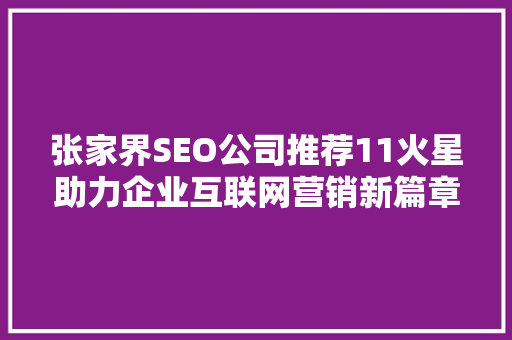 张家界SEO公司推荐11火星助力企业互联网营销新篇章
