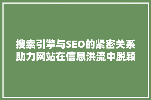 搜索引擎与SEO的紧密关系助力网站在信息洪流中脱颖而出