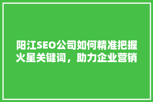 阳江SEO公司如何精准把握火星关键词，助力企业营销新突破