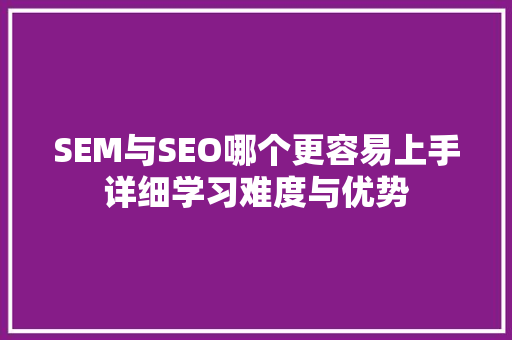 SEM与SEO哪个更容易上手详细学习难度与优势  第1张