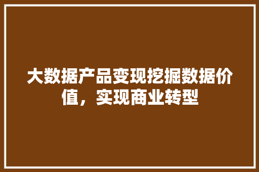 大数据产品变现挖掘数据价值，实现商业转型  第1张