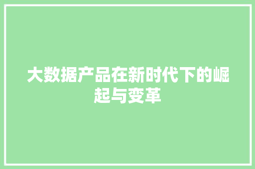 大数据产品在新时代下的崛起与变革  第1张