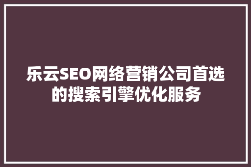 乐云SEO网络营销公司首选的搜索引擎优化服务