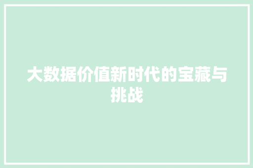 大数据价值新时代的宝藏与挑战