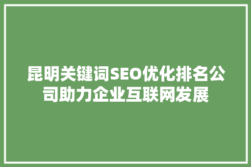 昆明关键词SEO优化排名公司助力企业互联网发展