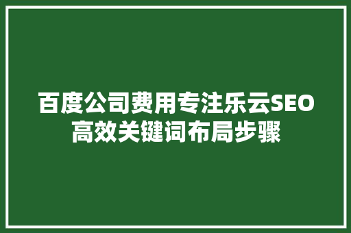 百度公司费用专注乐云SEO高效关键词布局步骤