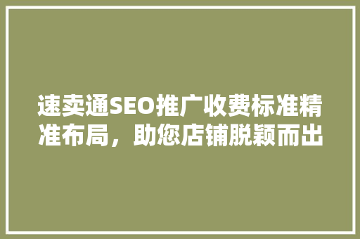速卖通SEO推广收费标准精准布局，助您店铺脱颖而出