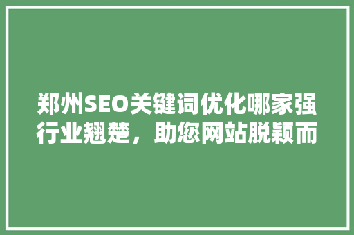 郑州SEO关键词优化哪家强行业翘楚，助您网站脱颖而出