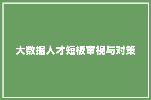 大数据人才短板审视与对策  第1张