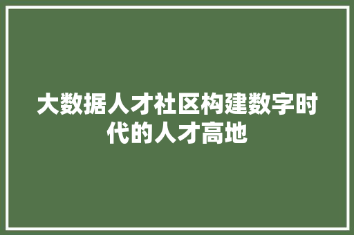 大数据人才社区构建数字时代的人才高地  第1张