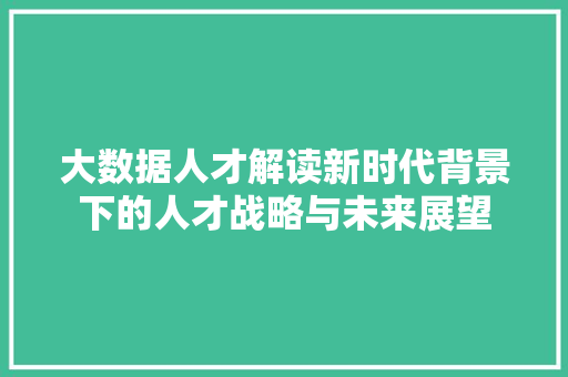 大数据人才解读新时代背景下的人才战略与未来展望  第1张