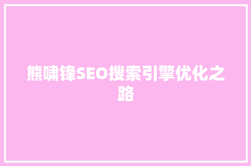 熊啸锋SEO搜索引擎优化之路