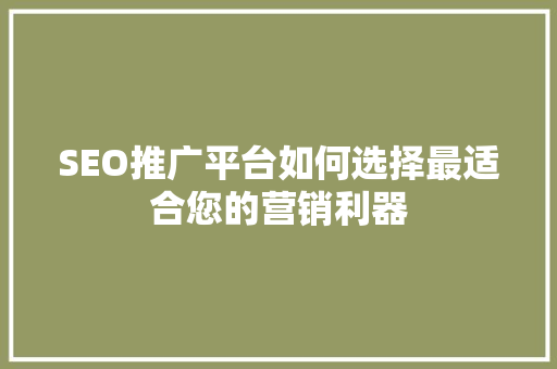 SEO推广平台如何选择最适合您的营销利器