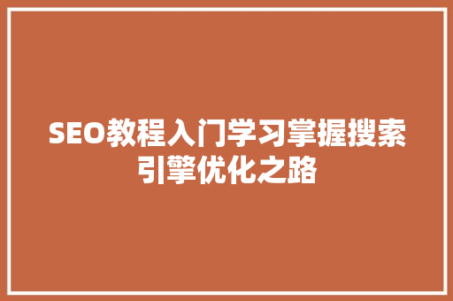 SEO教程入门学习掌握搜索引擎优化之路