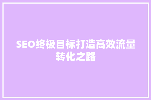 SEO终极目标打造高效流量转化之路