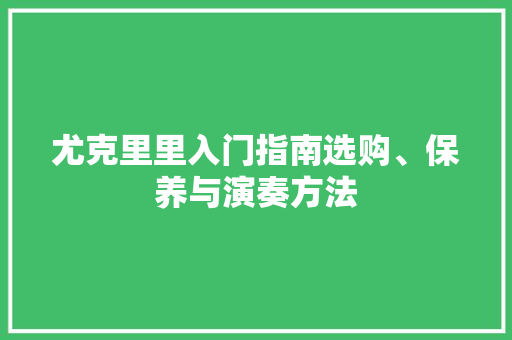 尤克里里入门指南选购、保养与演奏方法