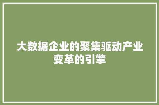大数据企业的聚集驱动产业变革的引擎  第1张