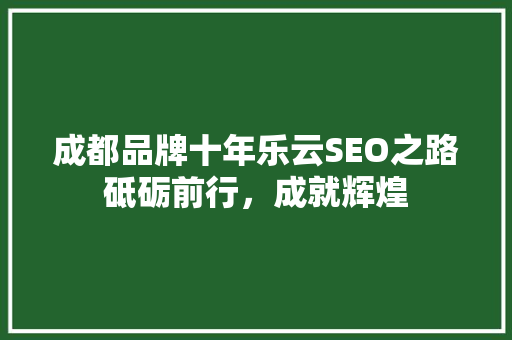 成都品牌十年乐云SEO之路砥砺前行，成就辉煌